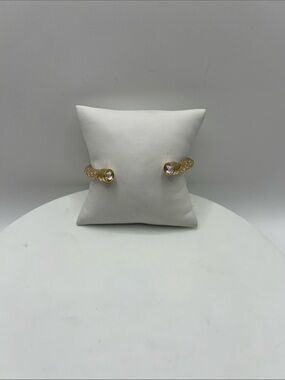 678. Swarovski Crystal Open Cuff Bracelet in Champagne Gold 6 3/4”